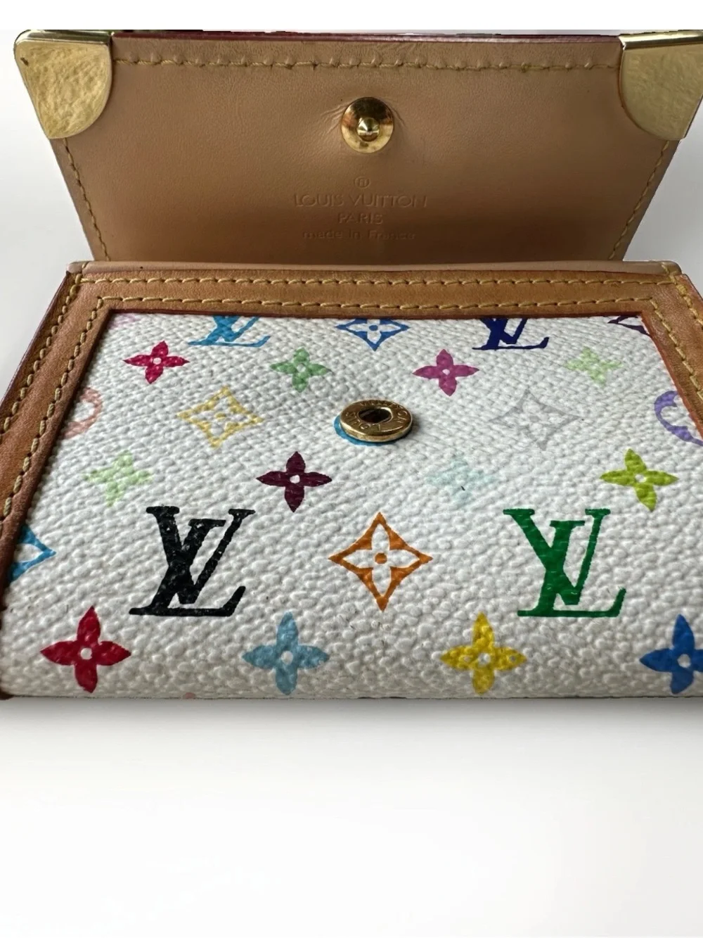 Authentic Louis Vuitton Takashi Murakami Monogram Porte Monnaie Plat Coin Wallet
